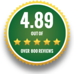 Review logo showing average rating of 4.89 out of 800 reviews